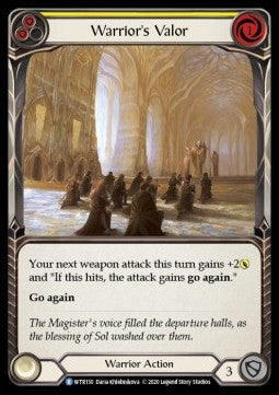 Warrior's Valor (Yellow) (Rainbow Foil) - Welcome to Rathe - Unlimited (Rare) [WTR-U-WTR130]