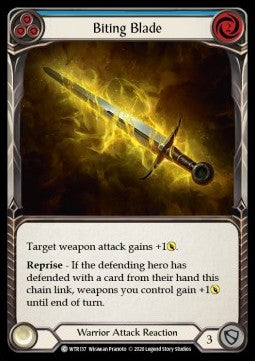 Biting Blade (Blue) (Rainbow Foil) - Welcome to Rathe - Unlimited (Common) [WTR-U-WTR137]
