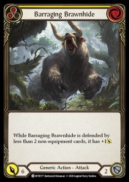 Barraging Brawnhide (Yellow) (Rainbow Foil) - Welcome to Rathe - Unlimited (Common) [WTR-U-WTR177]