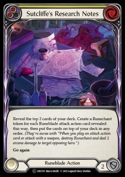 Sutcliffe's Research Notes (Yellow) (Rainbow Foil) - Crucible of War - Unlimited (Common) [CRU-U-CRU155]