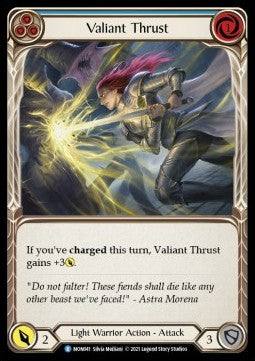 Valiant Thrust (Blue) (Normal) - Monarch - First (Rare) [MON-F-MON041]