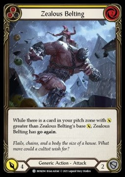 Zealous Belting (Yellow) (Rainbow Foil) - Monarch - First (Common) [MON-F-MON294]
