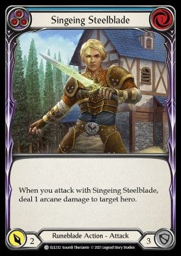 Singeing Steelblade (Blue) (Rainbow Foil) - Tales of Aria - First (Common) [ELE-F-ELE232]