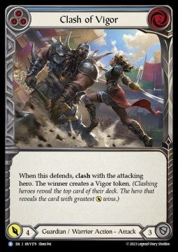 Clash of Vigor (Blue) (Rainbow Foil) - Heavy Hitters (Rare) [HVY-179]