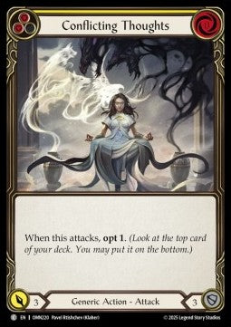 Conflicting Thoughts (Yellow) (Rainbow Foil) - Omens of the Third Age (Common) [OMN-220]